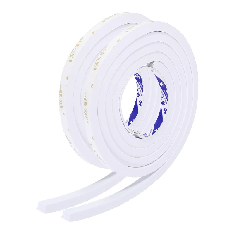 2 Pcs 3/8" W x 3/8" t x 6.6 ft l Weather Stripping Foam Tape White
