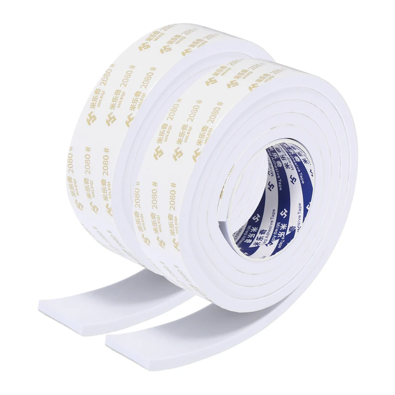 2Pcs 1 9/16"W x 5/16"t x 6.6 ft l Weather Stripping Foam Tape White