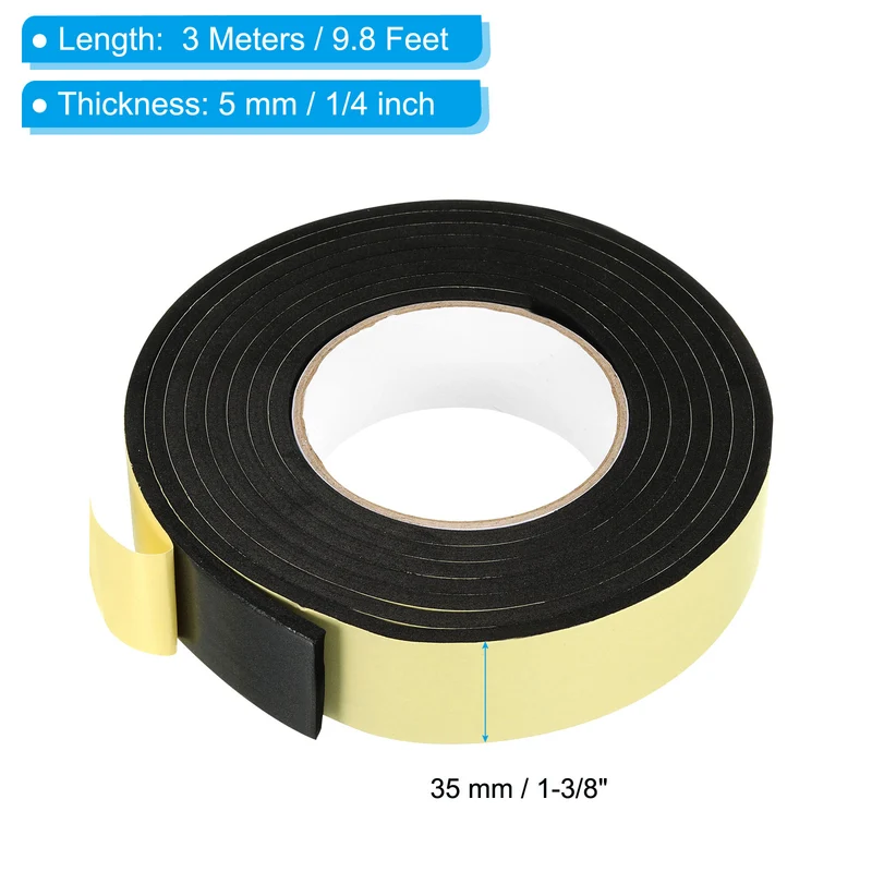 10 Feet Sealing Foam Tape Adhesive Weather Strip (1-3/8Inx1/4Inx10Ft)