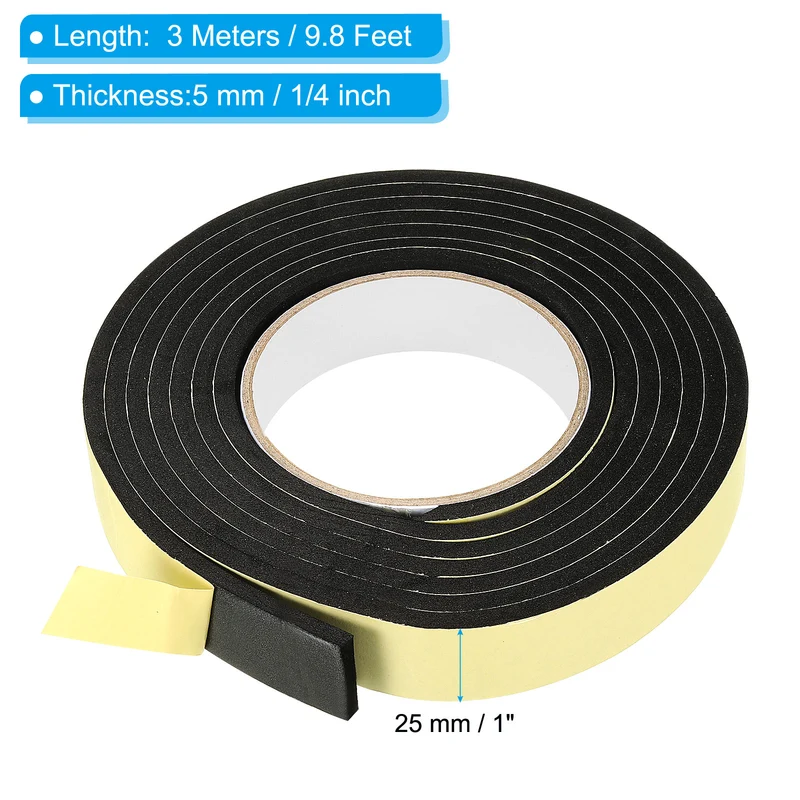 10 Feet Sealing Foam Tape Adhesive Weather Strip (1Inx1/4Inx10Ft)