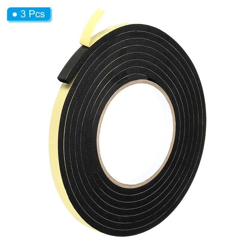 3Roll 10 Feet Sealing Foam Tape Adhesive Weather Strip (3/8"x1/4"x10Ft)