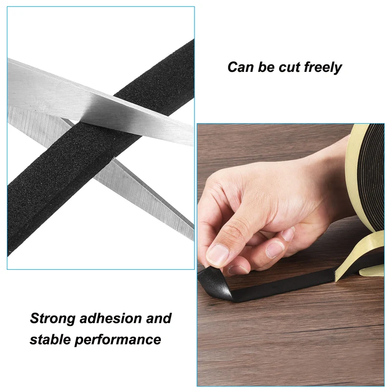3Roll 10 Feet Sealing Foam Tape Adhesive Weather Strip (3/8"x1/4"x10Ft)