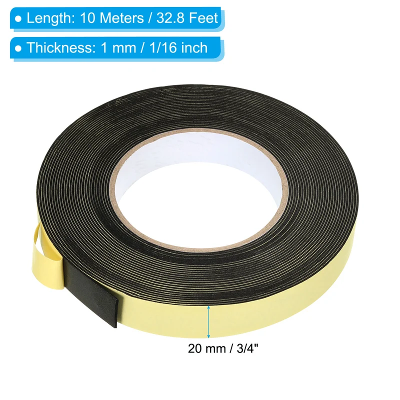 3 Roll 33 Feet Sealing Foam Tape Adhesive Weather Strip 3/4"x1/16"x33Ft