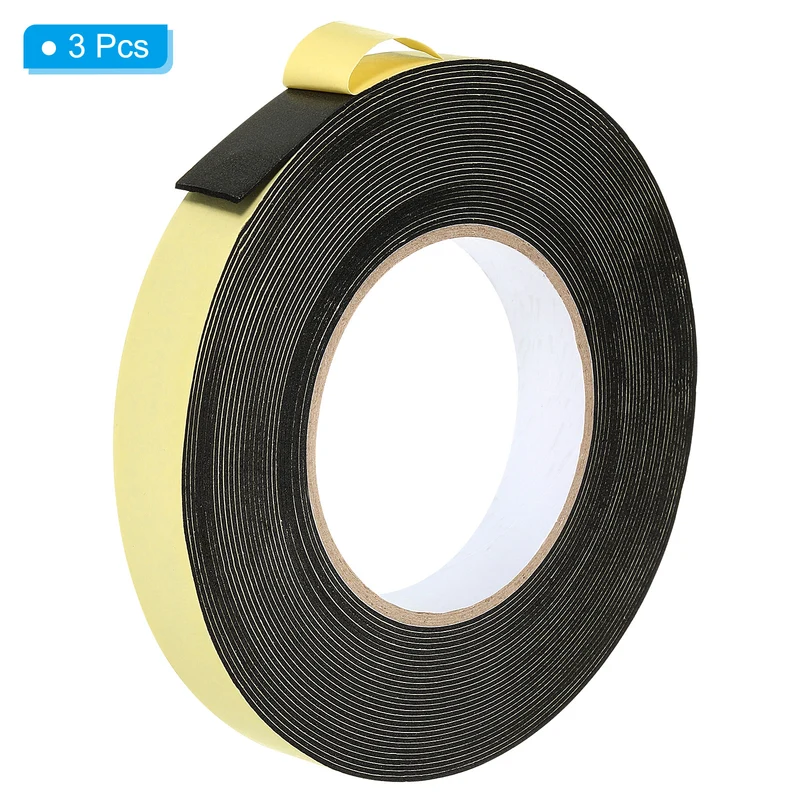3 Roll 33 Feet Sealing Foam Tape Adhesive Weather Strip 3/4"x1/16"x33Ft