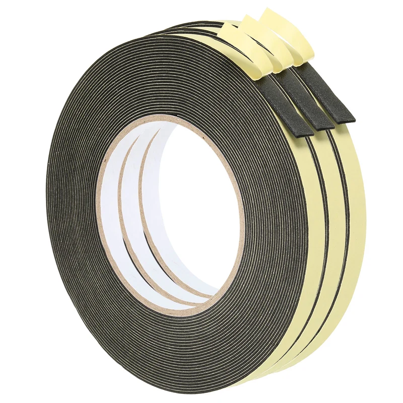 3 Roll 33 Feet Sealing Foam Tape Adhesive Weather Strip 3/8"x1/16"x33Ft