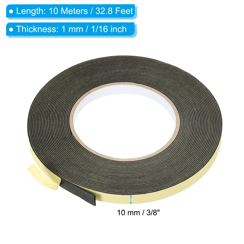 3 Roll 33 Feet Sealing Foam Tape Adhesive Weather Strip 3/8"x1/16"x33Ft