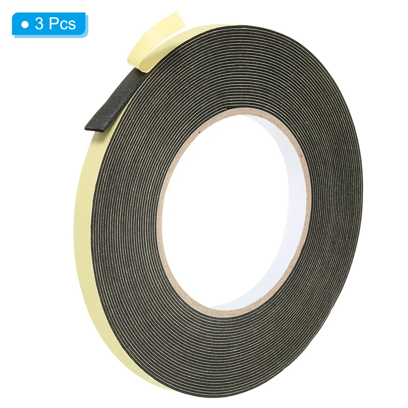 3 Roll 33 Feet Sealing Foam Tape Adhesive Weather Strip 3/8"x1/16"x33Ft