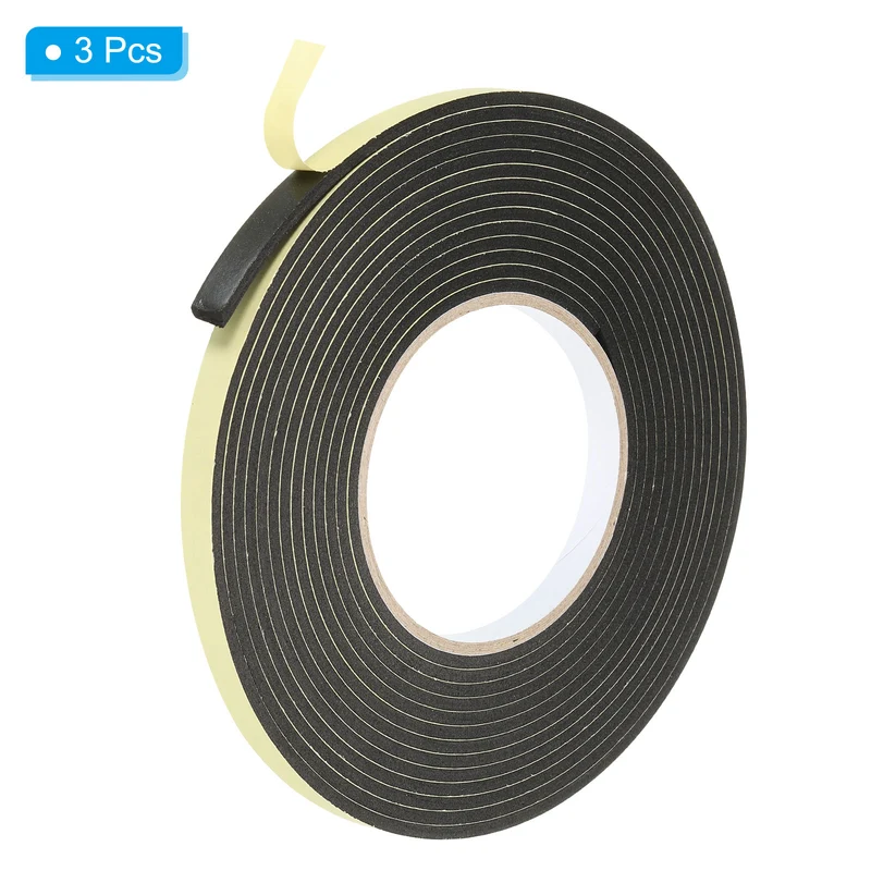 3 Roll 16 Feet Sealing Foam Tape Adhesive Weather Strip 3/8"x1/8"x16Ft