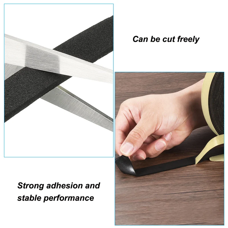 3 Roll 16 Feet Sealing Foam Tape Adhesive Weather Strip 3/8"x1/8"x16Ft