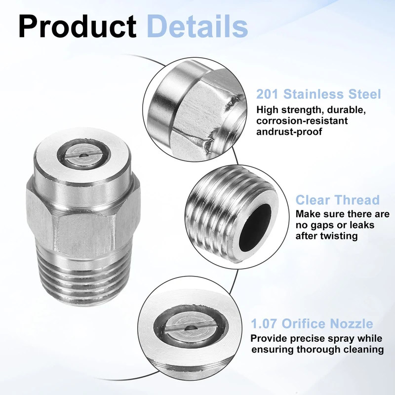 2pcs 25 Degree Surface Clean Tip 1/4 Inch NPT Male 1.07 Orifice Spray Nozzles