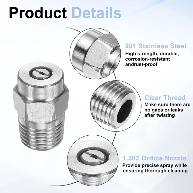 2pcs 40 Degree Surface Clean Tip 1/4 Inch NPT Male 1.382 Orifice Spray Nozzles
