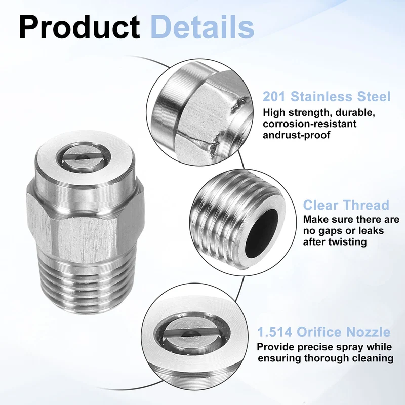 2pcs 40 Degree Surface Clean Tip 1/4 Inch NPT Male 1.514 Orifice Spray Nozzles