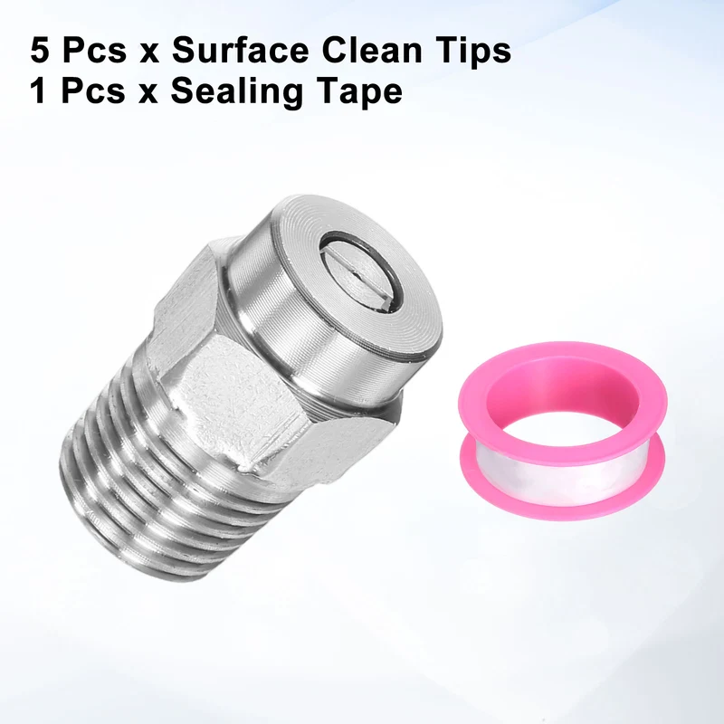 5pcs 50 Degree Surface Clean Tip 1/4 Inch NPT Male 2.5 Orifice Spray Nozzles