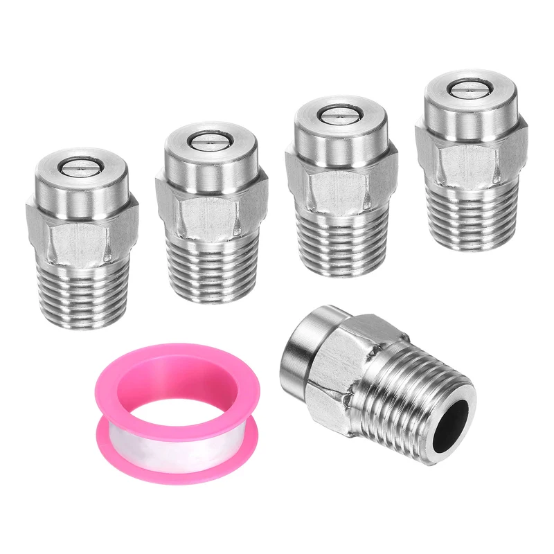 5pcs 25 Degree Surface Clean Tip 1/4 Inch NPT Male 2.5 Orifice Spray Nozzles