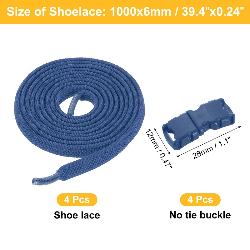8 Pack Elastic Tieless Shoe Laces for Adults Sneakers, Navy Blue