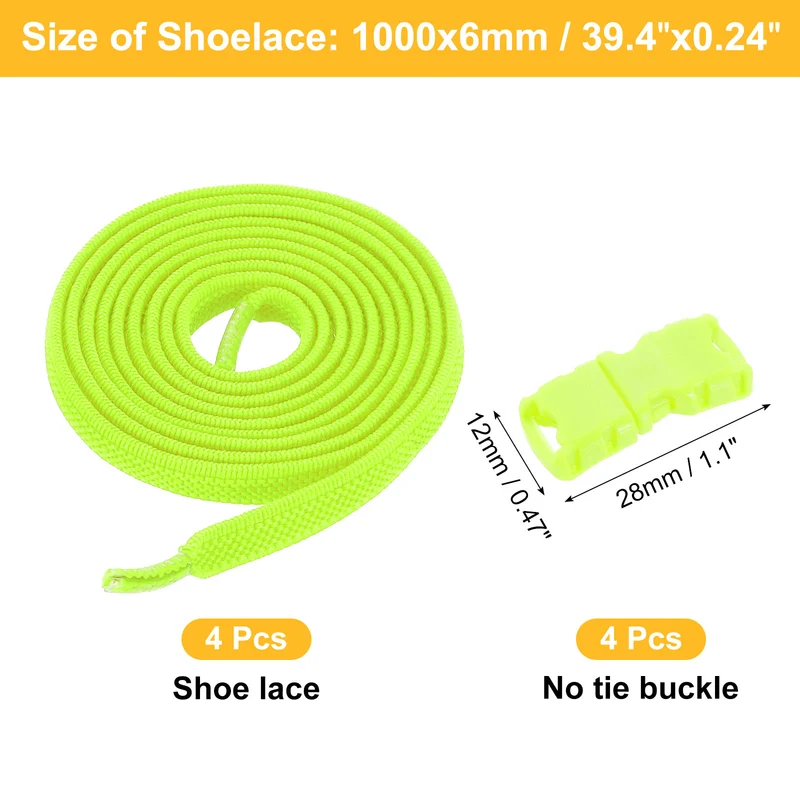 8 Pack Elastic Tieless Shoe Laces for Adults Sneakers, Fluorescent Green
