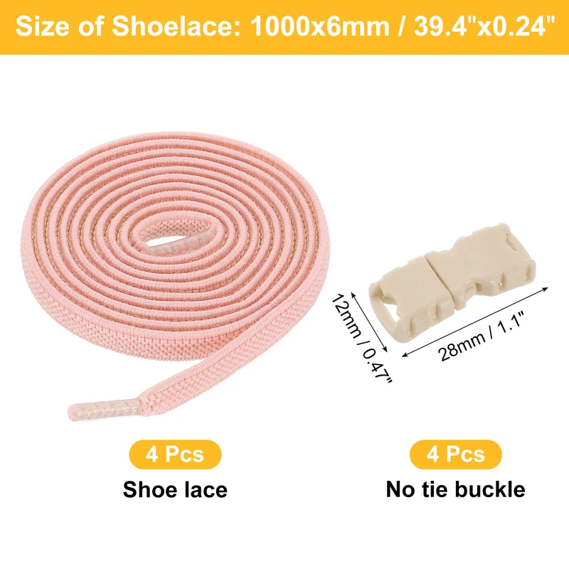 8 Pack Elastic Tieless Shoe Laces for Adults Sneakers, Cherry Blossom Pink