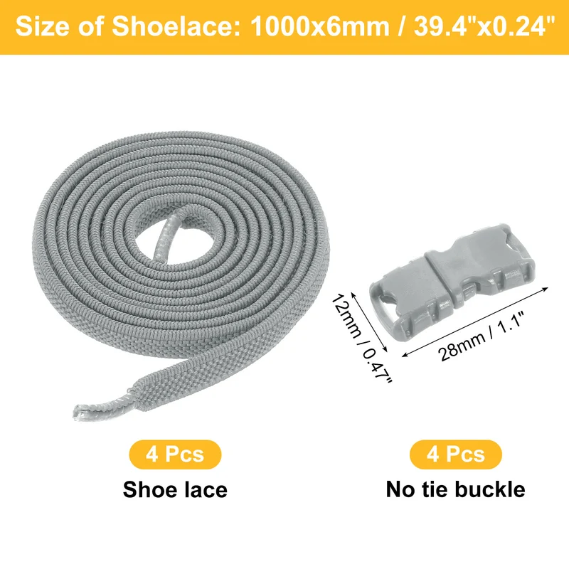 8 Pack Elastic Tieless Shoe Laces for Adults Sneakers, Light Gray
