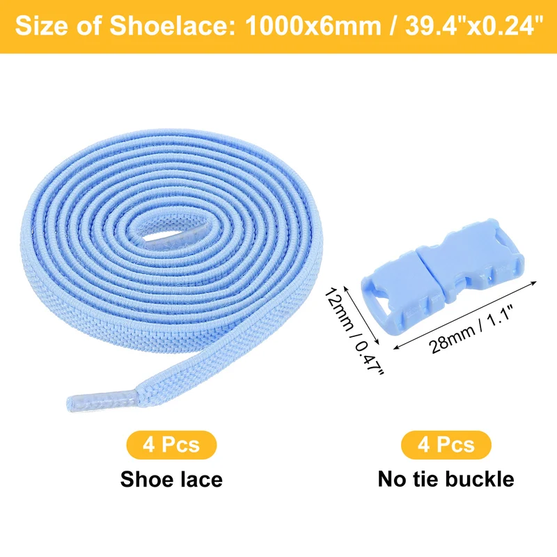 8 Pack Elastic Tieless Shoe Laces for Adults Sneakers, Sky Blue