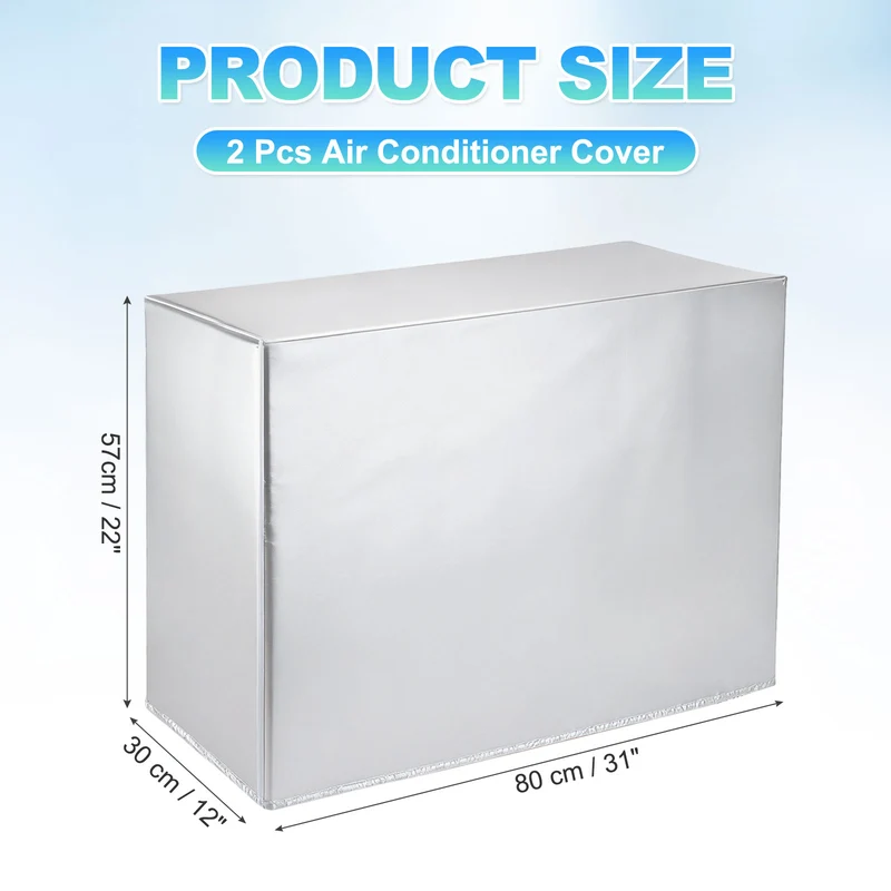 31 x 12 x 22 Inch Air Conditioner Cover, 2 Pcs AC Unit Protector, Silver