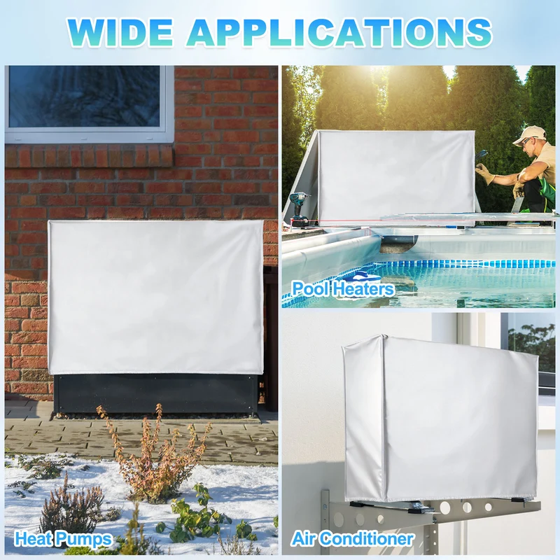 31 x 12 x 22 Inch Air Conditioner Cover, 2 Pcs AC Unit Protector, Silver