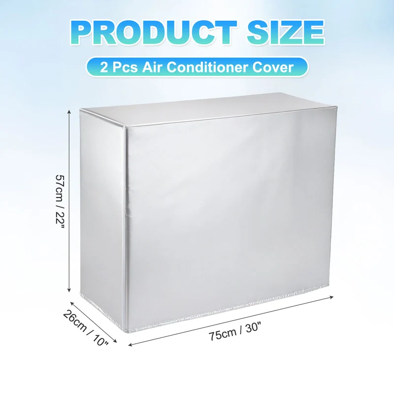 30 x 10 x 22 Inch Air Conditioner Cover, 2 Pcs AC Unit Protector, Silver
