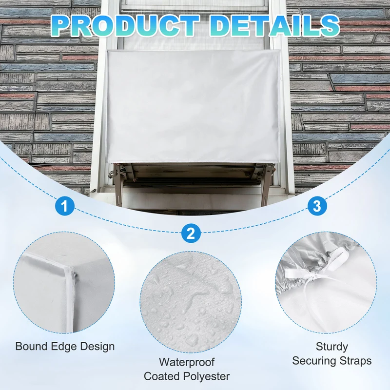 30 x 10 x 22 Inch Air Conditioner Cover, 2 Pcs AC Unit Protector, Silver