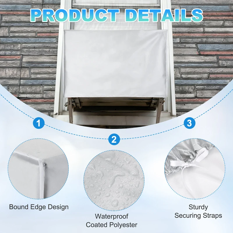 30 x 10 x 22 Inch Air Conditioner Cover, AC Unit Weatherproof Protector, Silver