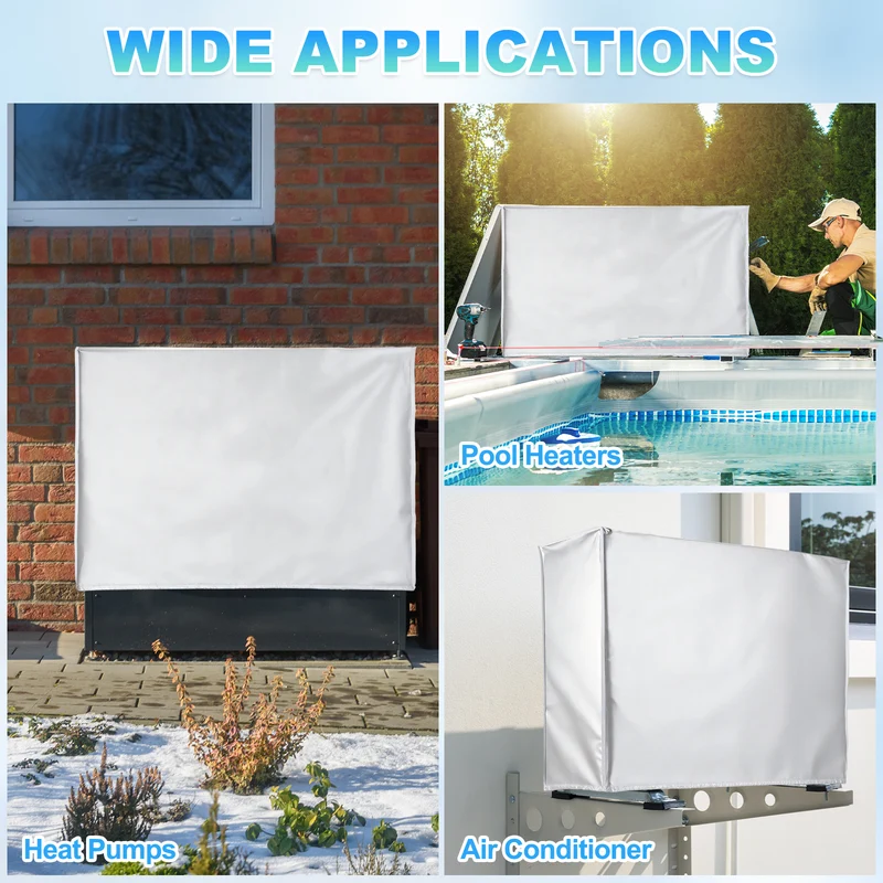30 x 10 x 22 Inch Air Conditioner Cover, AC Unit Weatherproof Protector, Silver