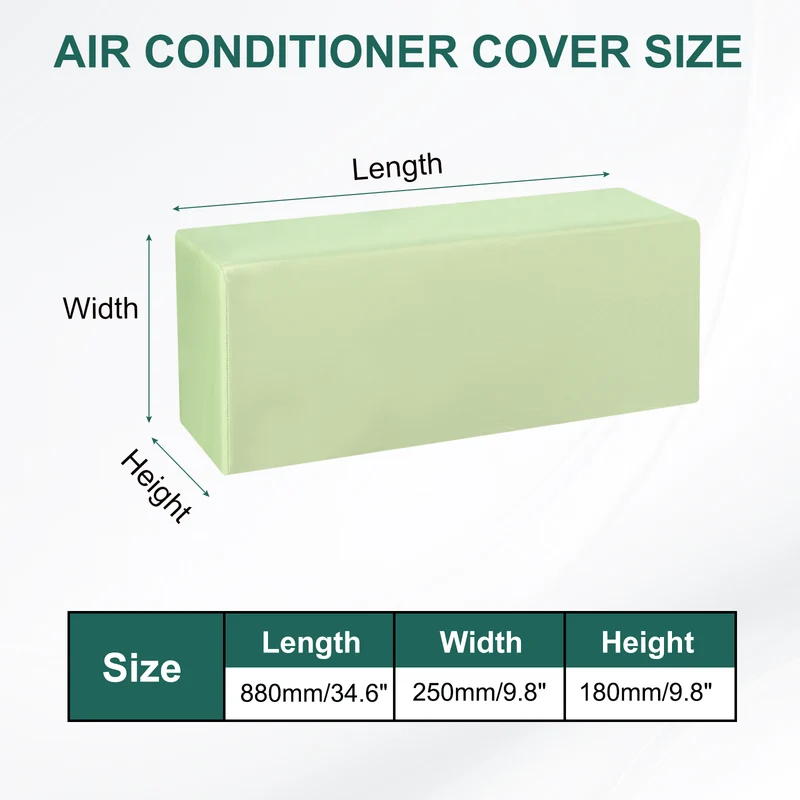 34.6" Air Conditioner Cover, Indoor AC Cover Leather Dustproof Dust Covers for Wall-Mounted Split Air Conditioners, Green