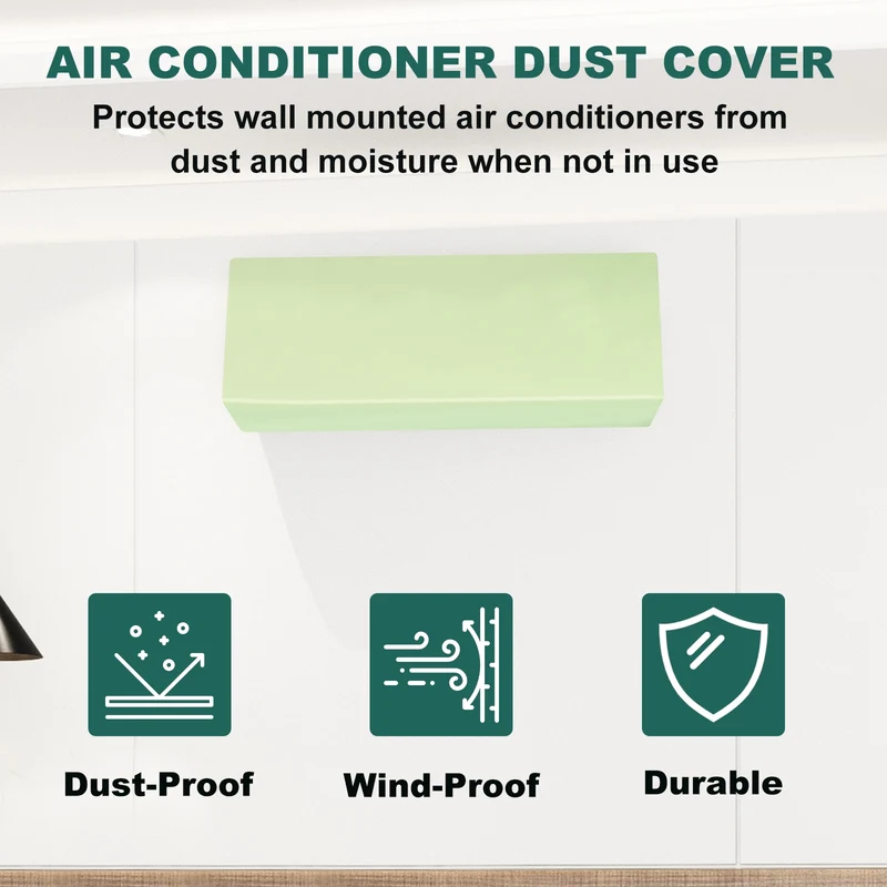 34.6" Air Conditioner Cover, Indoor AC Cover Leather Dustproof Dust Covers for Wall-Mounted Split Air Conditioners, Green