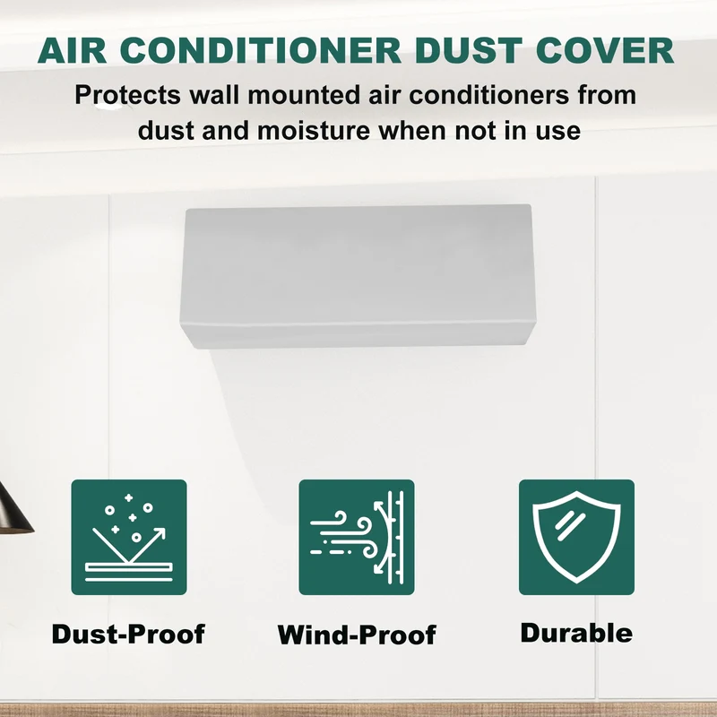 34.6" Air Conditioner Cover, Indoor AC Cover Leather Dust Covers, Grey