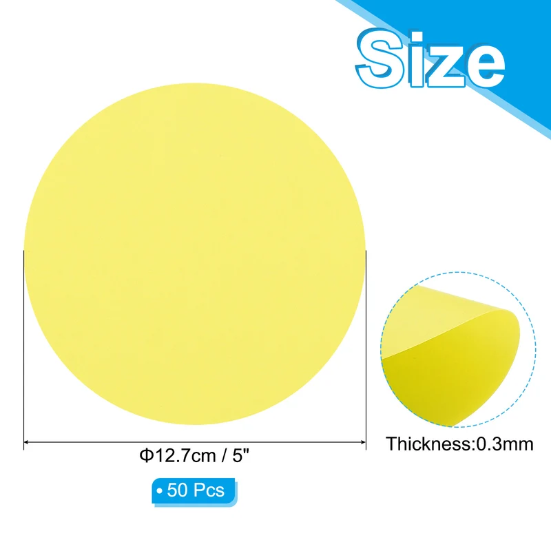 5inch Circle Card Stock, 50Pcs Cutouts Paper Thick Cardstock Coaster Yellow