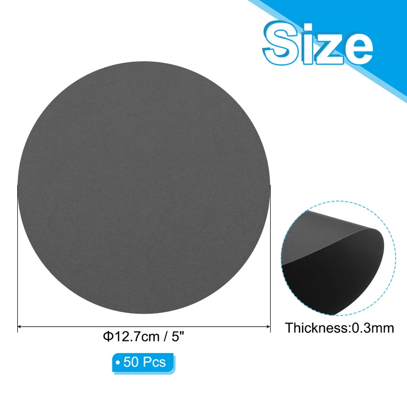 5inch Circle Card Stock, 50Pcs Cutouts Paper Thick Cardstock Coaster Black