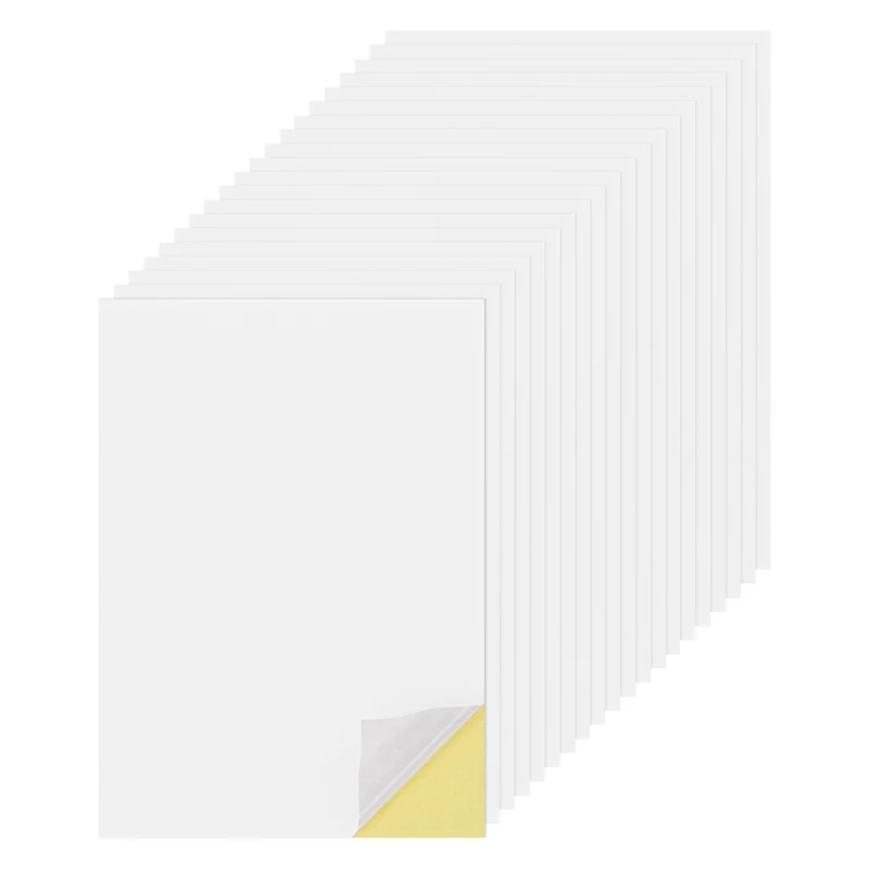 25 Sheets 8"x12" Colored Sticker Paper Printable 250gsm, White Matte