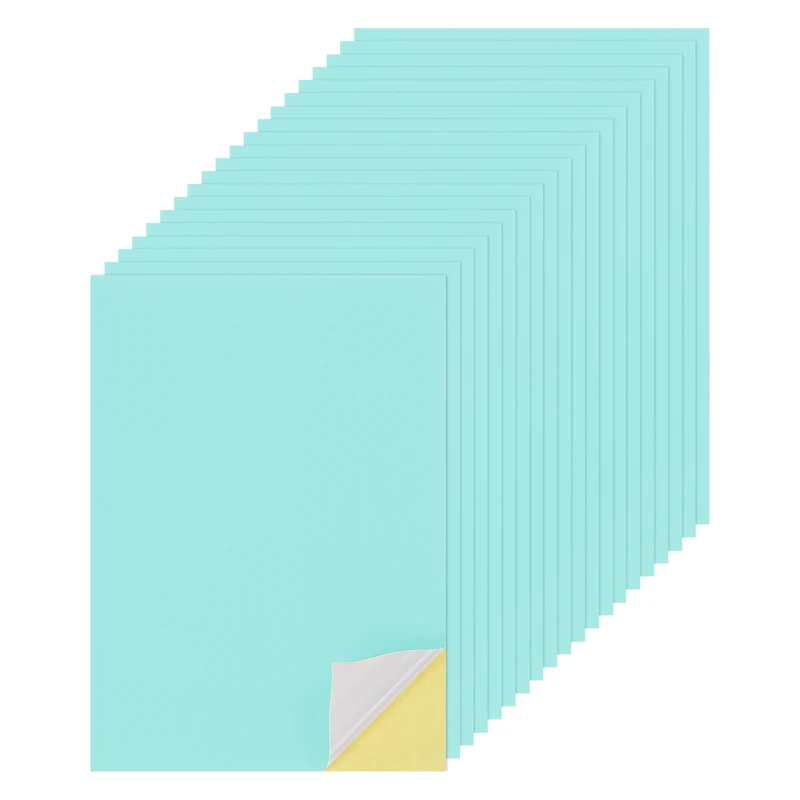 25 Sheets 8"x12" Colored Sticker Paper Printable 250gsm, Light Blue