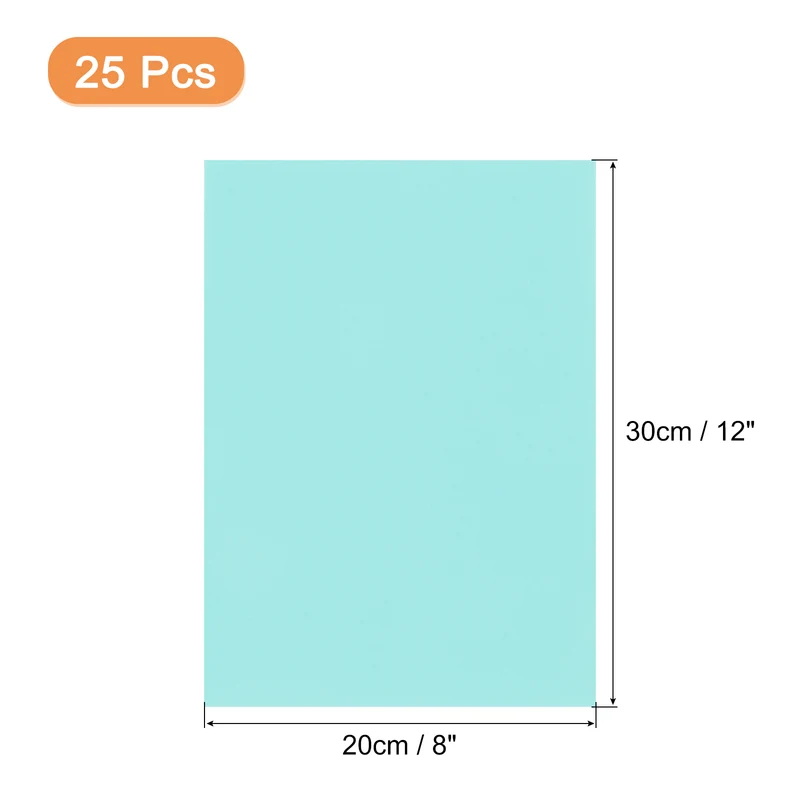 25 Sheets 8"x12" Colored Sticker Paper Printable 250gsm, Light Blue