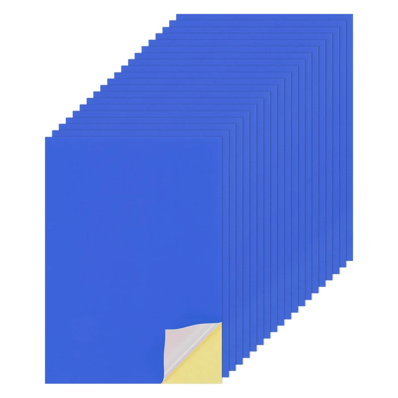 25 Sheets 8"x12" Colored Sticker Paper Printable 250gsm, Blue