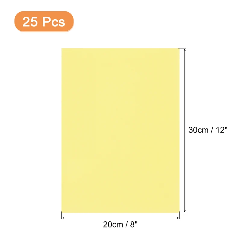 25 Sheets 8"x12" Colored Sticker Paper Printable 250gsm, Light Yellow