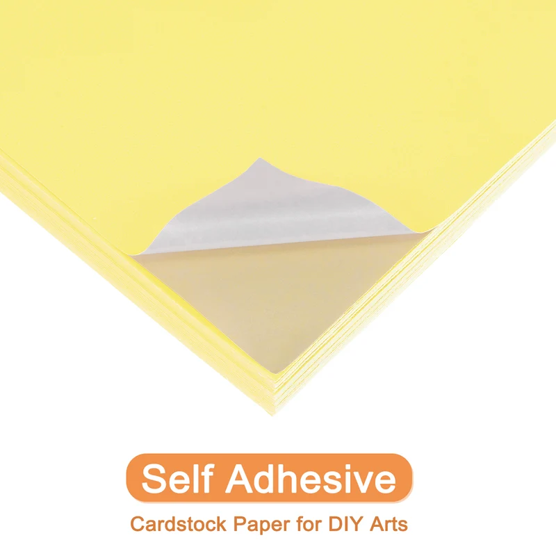 25 Sheets 8"x12" Colored Sticker Paper Printable 250gsm, Light Yellow
