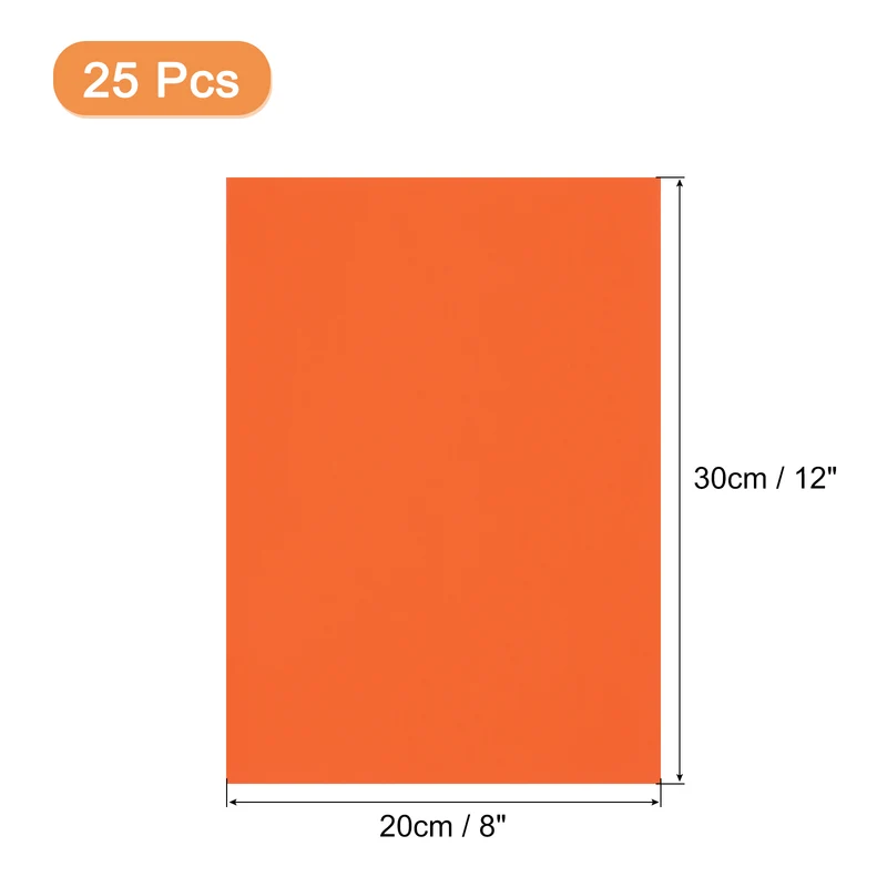 25 Sheets 8"x12" Colored Sticker Paper Printable 250gsm, Dark Orange