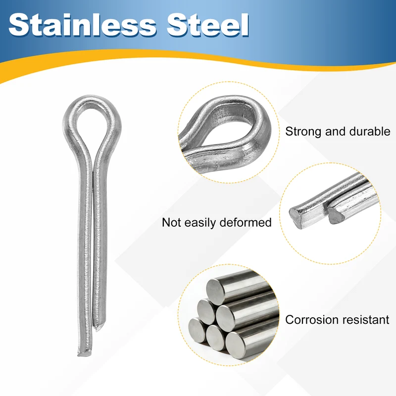60Pcs Split Cotter Pin, 0.16 x 0.8" Stainless Steel Clip Fastener