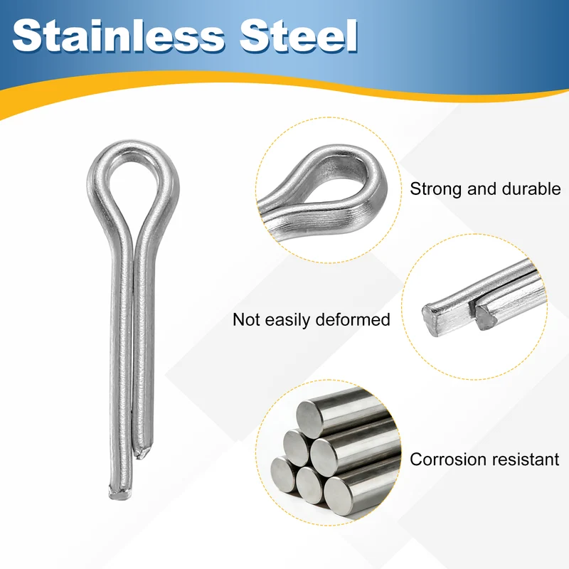 60Pcs Split Cotter Pin, 0.16 x 0.6" Stainless Steel Clip Fastener