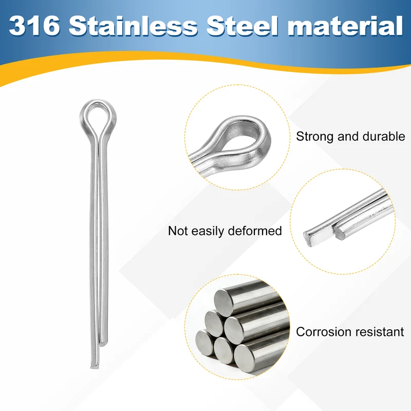 5Pcs Split Cotter Pin, 0.16 x 1.6" 316 Stainless Steel Clip Fastener