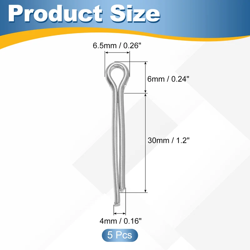 5Pcs Split Cotter Pin, 0.16 x 1.2" 316 Stainless Steel Clip Fastener
