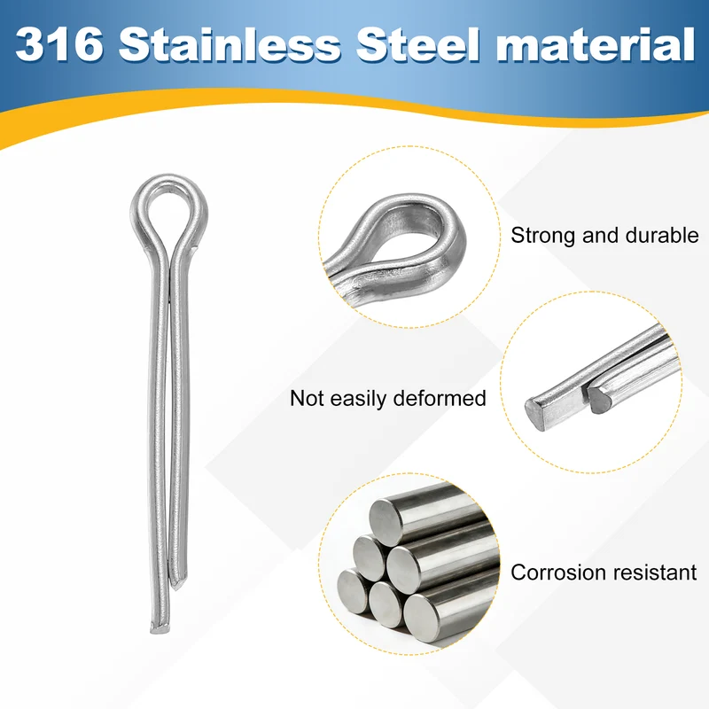 5Pcs Split Cotter Pin, 0.16 x 1.2" 316 Stainless Steel Clip Fastener