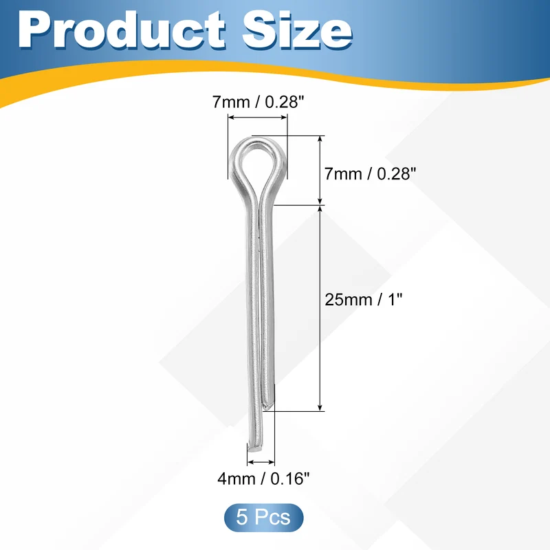 5Pcs Split Cotter Pin, 0.16 x 1" 316 Stainless Steel Clip Fastener
