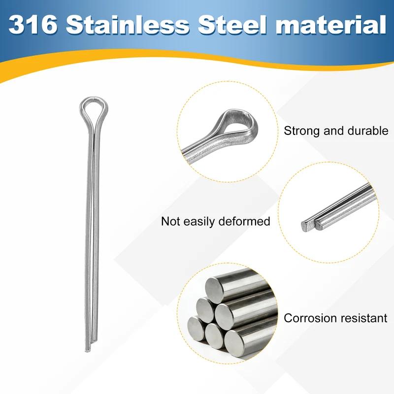 5Pcs Split Cotter Pin, 0.08 x 1.2" 316 Stainless Steel Clip Fastener