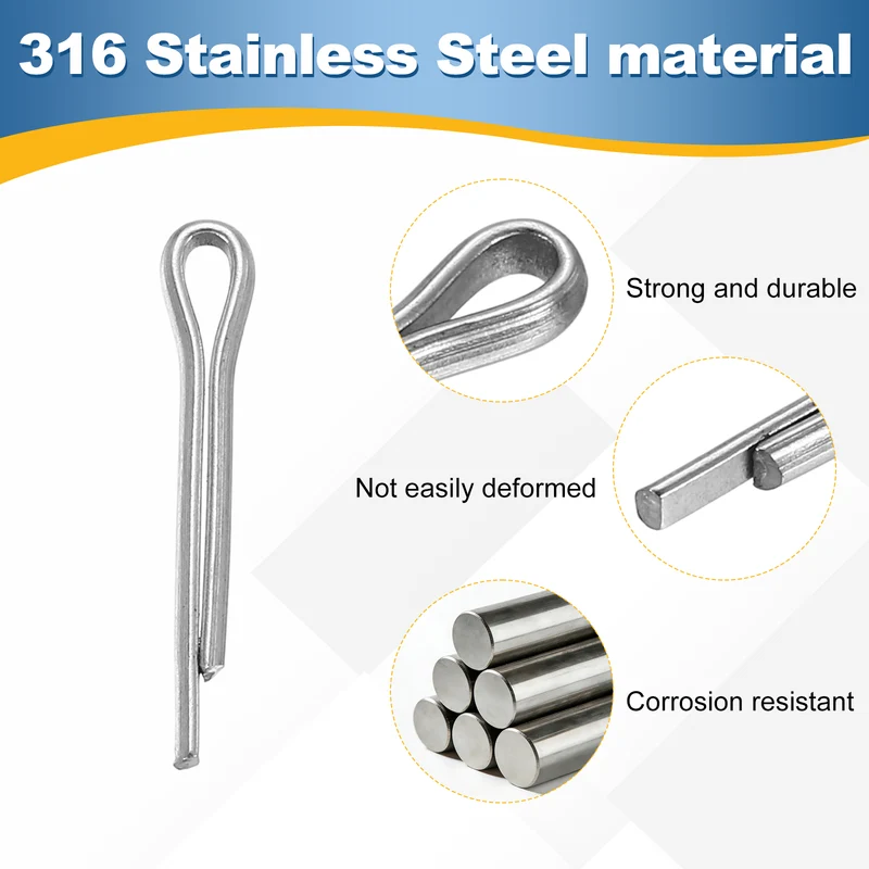 5Pcs Split Cotter Pin, 0.08 x 0.4" 316 Stainless Steel Clip Fastener