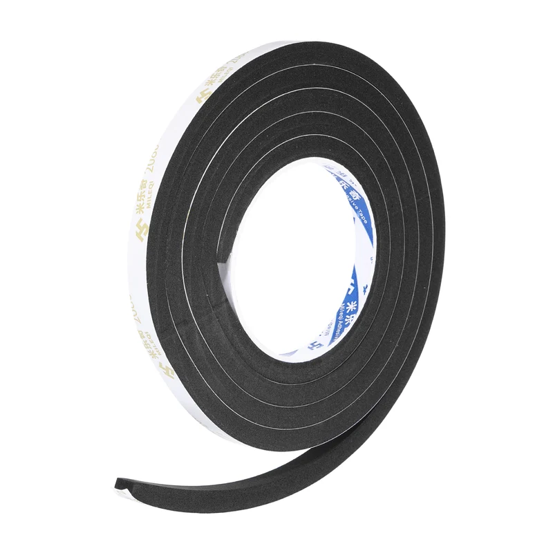 3/8" W x 3/16" t x 6.56ft l EVA Weather Stripping Foam Tape, Black